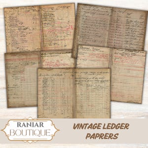 old journaling,Collage sheet,Vintage Ledger Pages ,printable antique pages,Vintage Handwritten,Patterns Old Wallpaper, brown junk journal