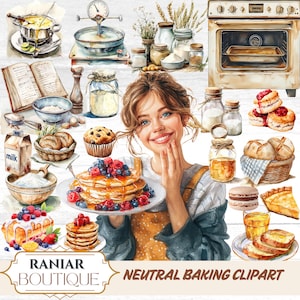 Clipart di pasticceria neutra, pacchetto di clipart di pasticceria, clipart di panetteria, clipart di fetta di pane, clipart di pane affettato, clipart di pezzo di torta