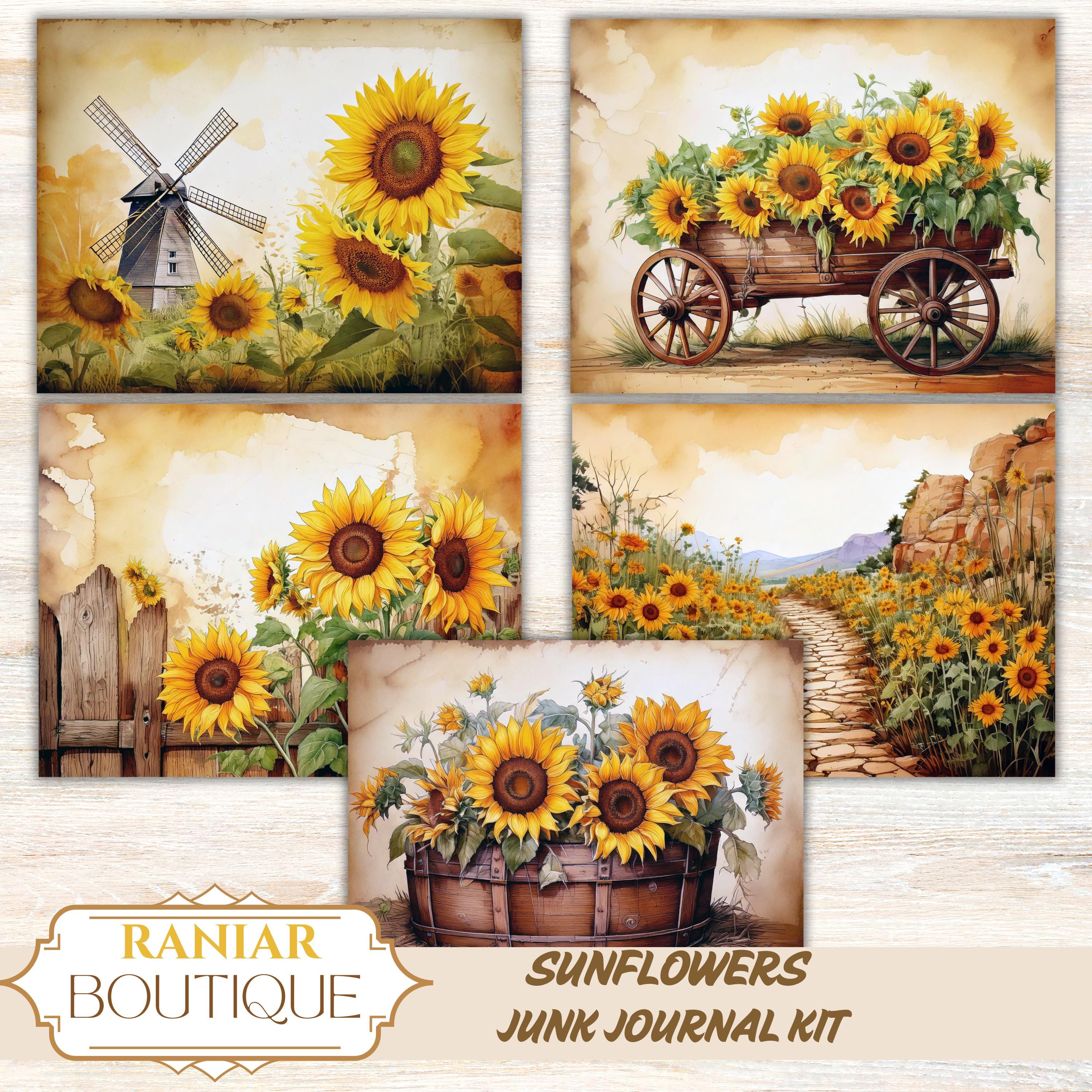 Sunflower Junk Journal Kit: Vintage Floral Ephemera (PDF Download - Etsy