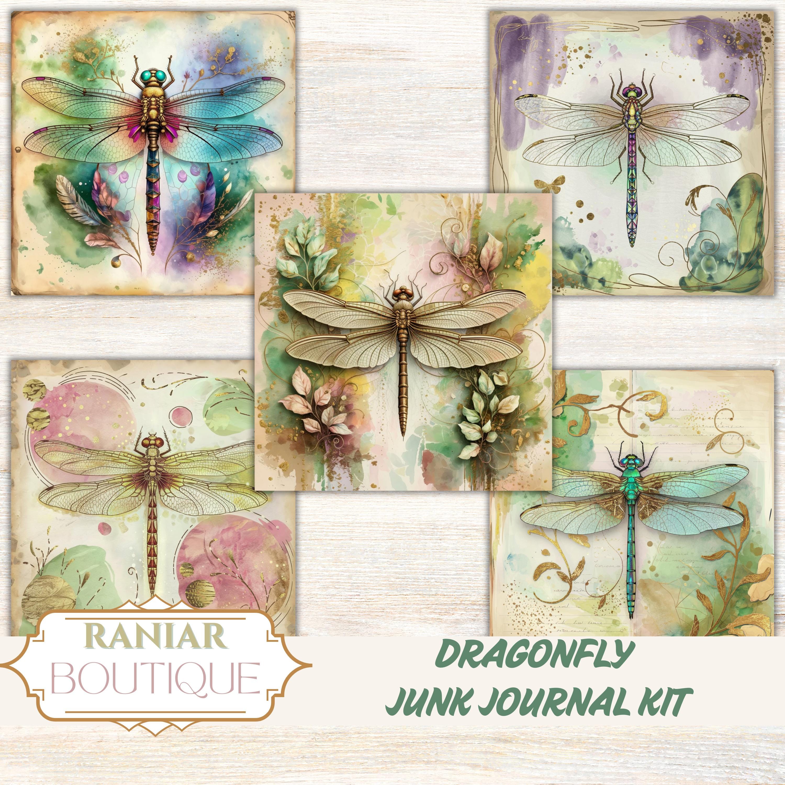 Dragonfly Junk Journal Kit: Shabby Chic Ephemera (PDF Download - Etsy