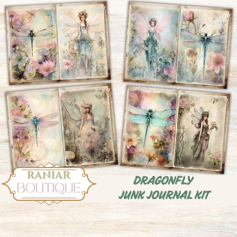 Dragonfly Junk Journal Kit: Shabby Chic Ephemera (PDF Download - Etsy