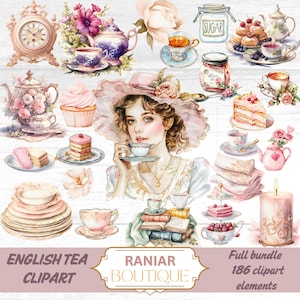 Englisch Tea Time, Nachmittagstee Clipart, England Teetassen, Tee Journal, Printable Clipart, PNG, kostenlose physische kommerzielle Nutzung