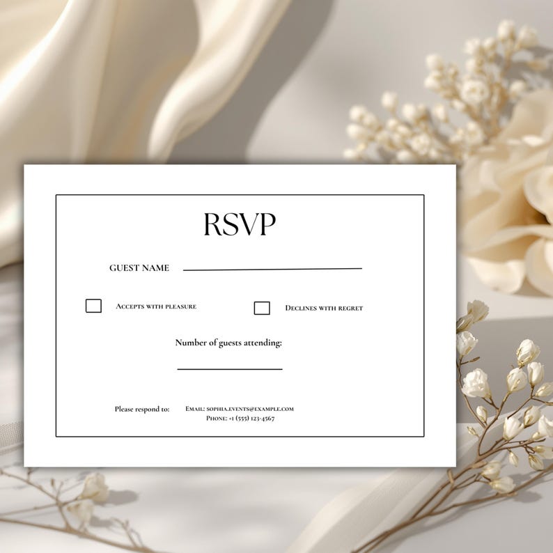 RSVP Card Digital Download | Elegant Wedding Invite Template