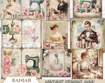 Vintage Nähen Junk Journal Kit: Näherin Ephemera (Digitaler Download)