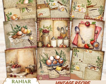 Kit de diario de recetas vintage: Recetas manuscritas de la abuela (PDF)