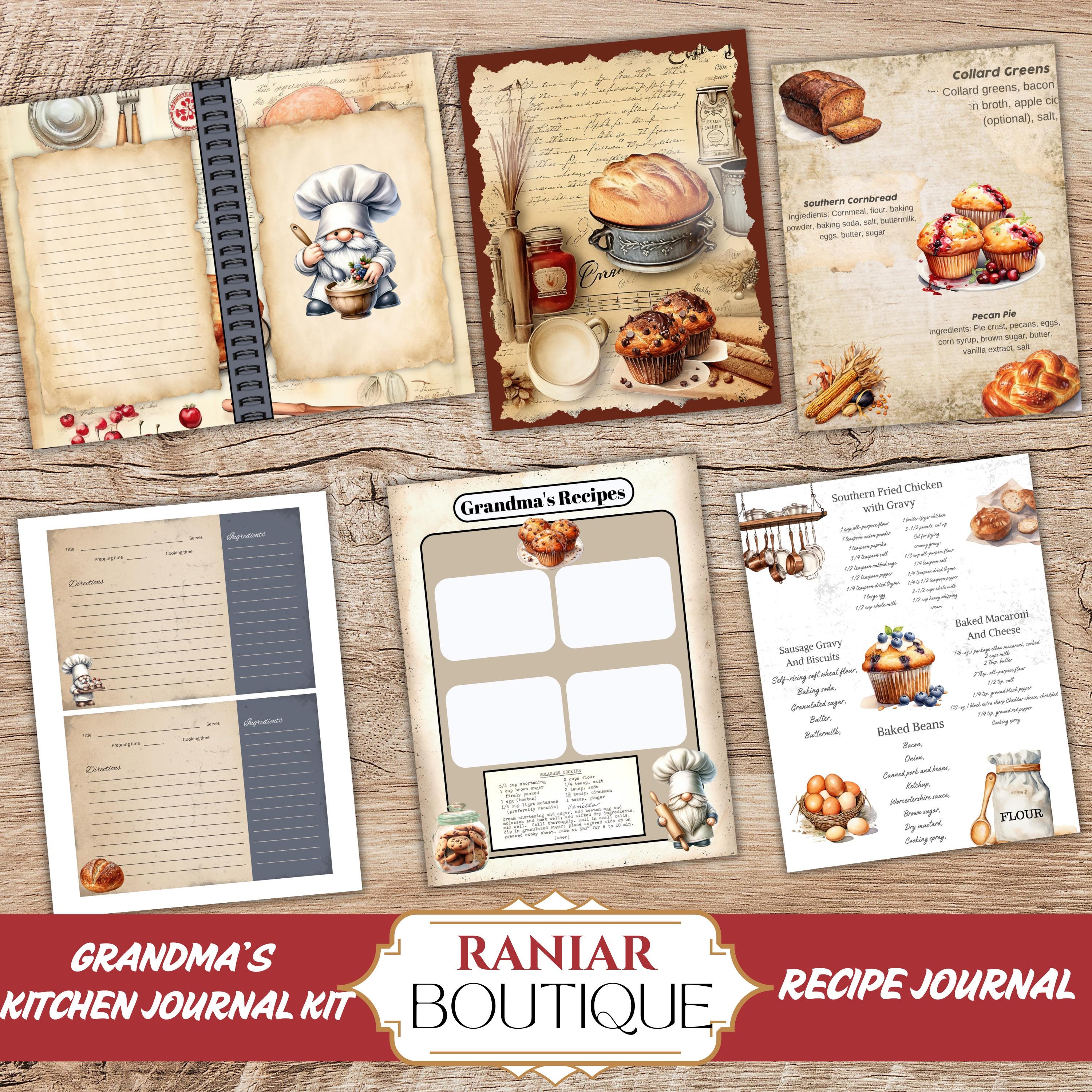Grandma's Kitchen Junk Journal Kit: Vintage Recipe Ephemera (digital ...