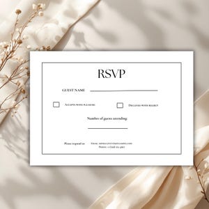 RSVP Card Digital Download | Elegant Wedding Invite Template