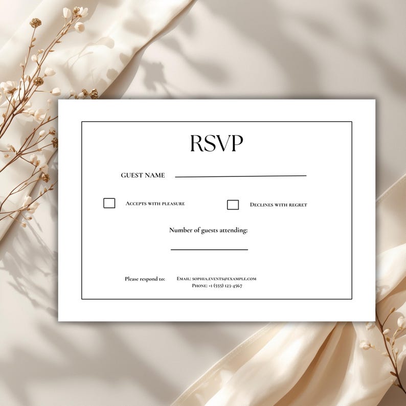 RSVP Card Digital Download | Elegant Wedding Invite Template