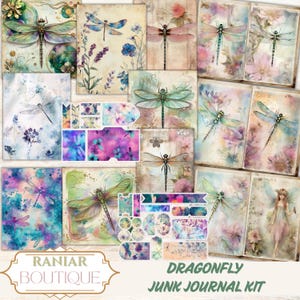 kit de journal indésirable libellule, pages de journal indésirable libellule, folio journal imprimable, éphémères imprimables, journal de poche féerique indésirable