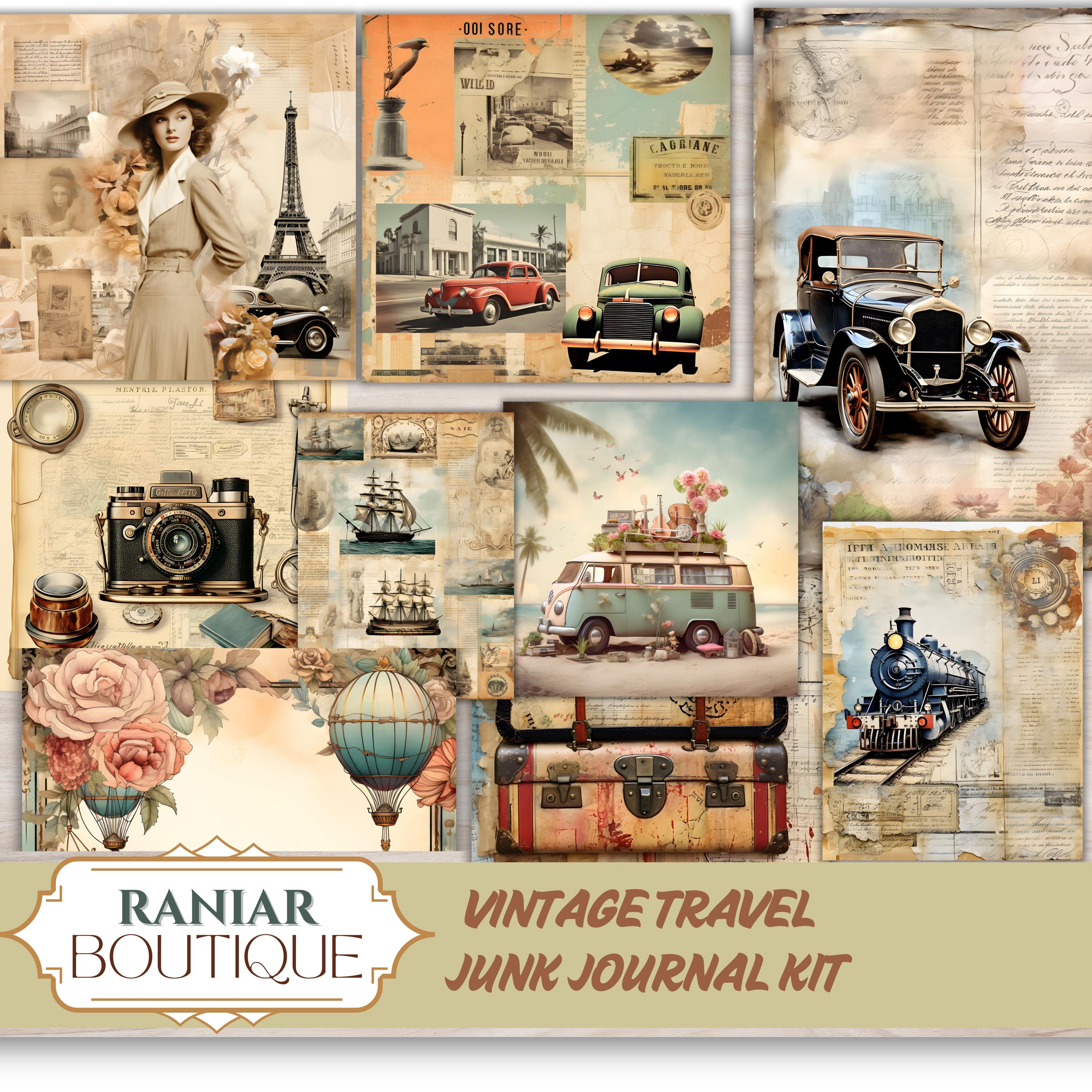 Vintage Travel Junk Journal Kit: Scrapbook Paper Ephemera (PDF) - Etsy