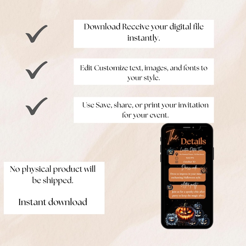 Animated Halloween Party Invitation: Editable Canva Einvite (digital ...