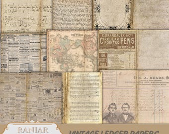 Vintage Ledger Pages: Antique Paper for Junk Journals (PDF Download)