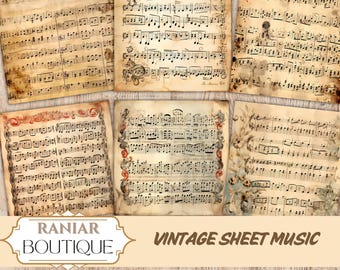 Vintage Sheet music junk journal,Music Sheets Digital Papers,Junk Journal Pages,Vintage Journal,Paper for Junk Journals