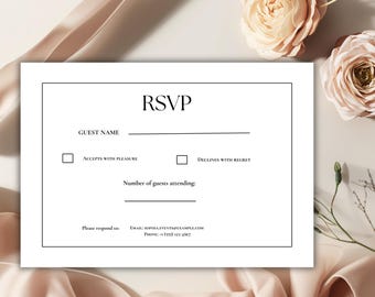 Antwortkarte Digitaler Download | Elegante Hochzeitseinladung Vorlage