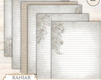 Vintage Lined Journal Paper: 26 Printable Pages (PDF Download)