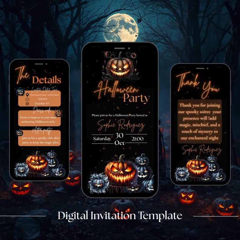 Animated Halloween Party Invitation: Editable Canva Einvite (digital ...