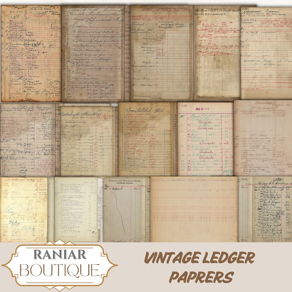 Vintage Ledger Pages: Printable Antique Ephemera (Digital Download)