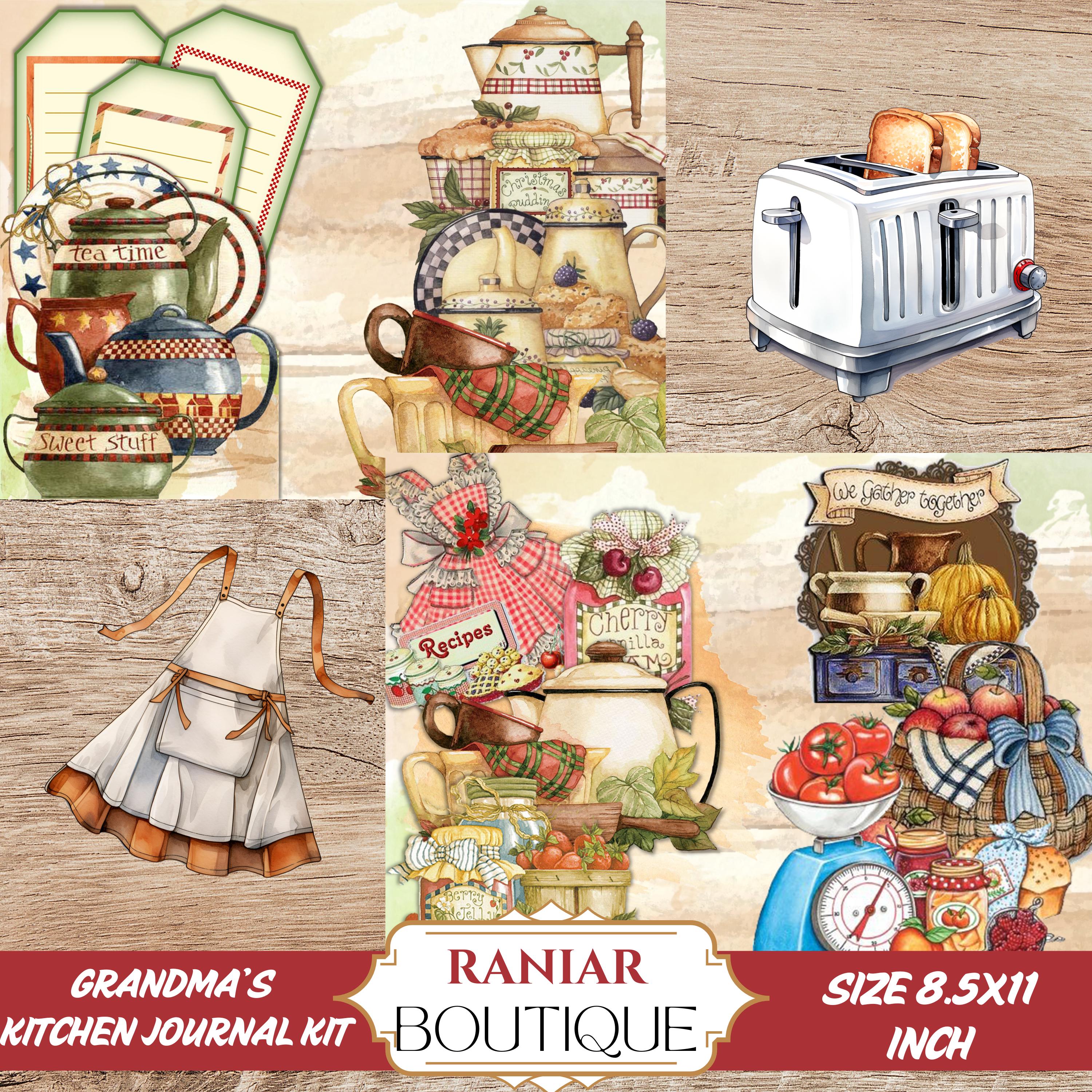 Grandma's Kitchen Junk Journal Kit: Vintage Recipe Ephemera (digital ...