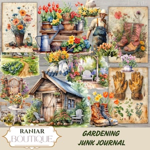 Gartenarbeit Junk Journal.Geheimer Garten,Printable Folio Kit,Vintage Botanischer,Vintage Blumensamen,Kräuter,Pflanze druckbar