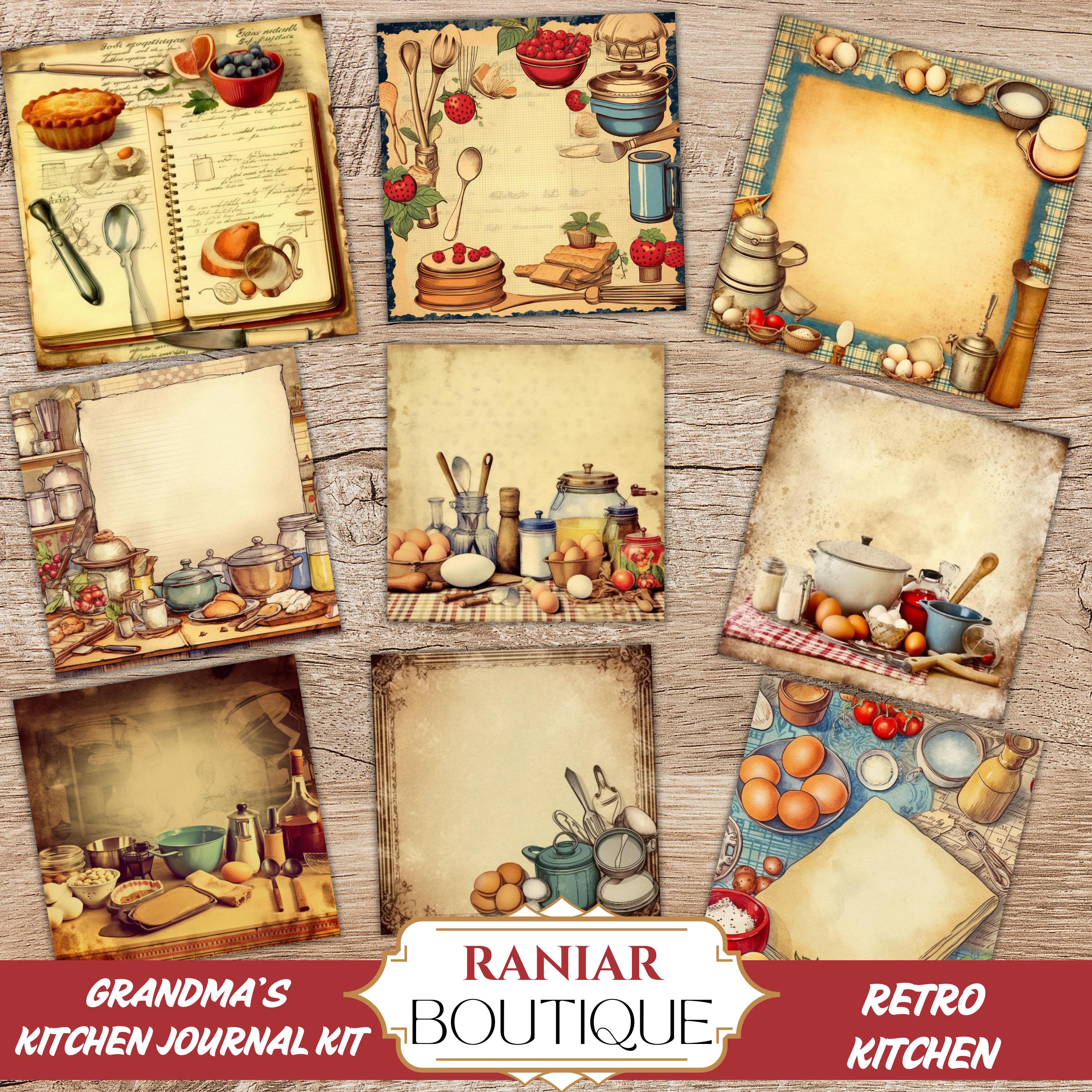 Grandma's Kitchen Junk Journal Kit: Vintage Recipe Ephemera (digital ...