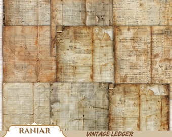 Vintage Ledger Paper: Junk Journal Ephemera (Printable PDF Download)
