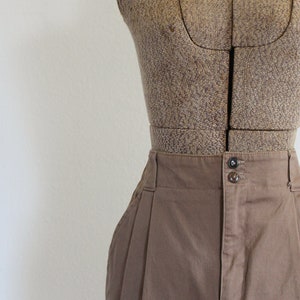 vintage pencil skirt 1980s light brown taupe cotton pencil skirt with pockets / soft fawn image 3