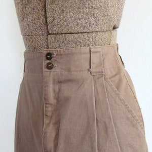 vintage pencil skirt 1980s light brown taupe cotton pencil skirt with pockets / soft fawn image 4
