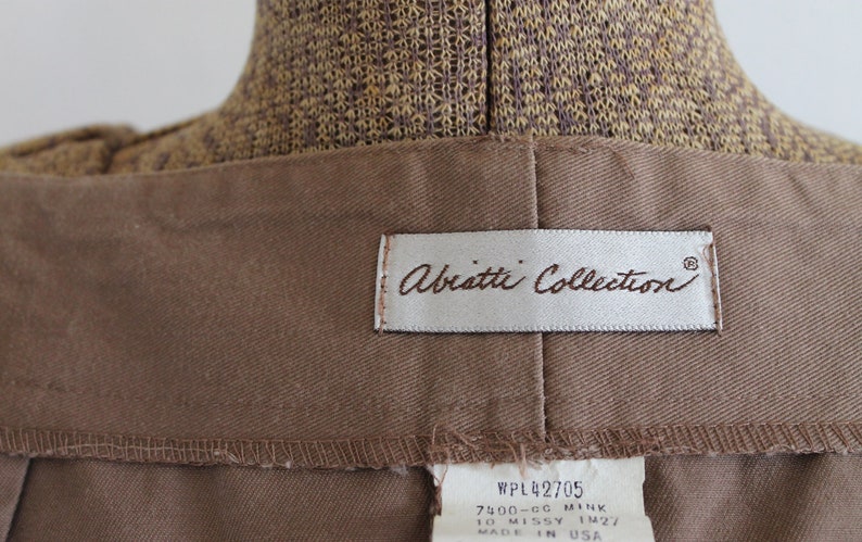 vintage pencil skirt 1980s light brown taupe cotton pencil skirt with pockets / soft fawn image 5