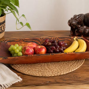 African Heritage Serving Tray_Hand-Carved_African_Rustic Artisan Decorative Bowl