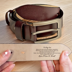Personalized Engraved Leather Belt: Gift for Son, Husband, Dad