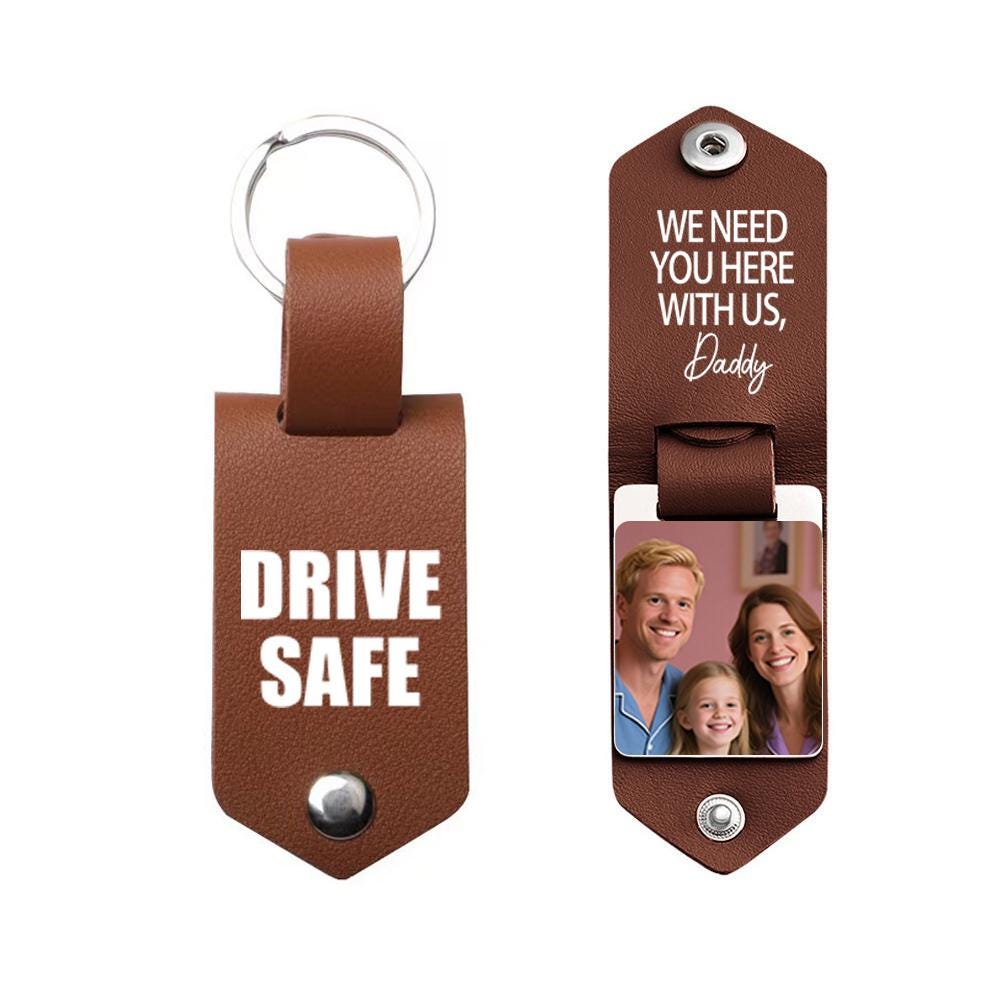 Personalized 'Drive Safe Handsome' Keychain Gift For Men - Stainless Steel Initial Keychain For Him, Dad, Husband