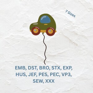 Balloon Car Embroidery Design: Cheerful Stitching (Instant Download) 7 sizes