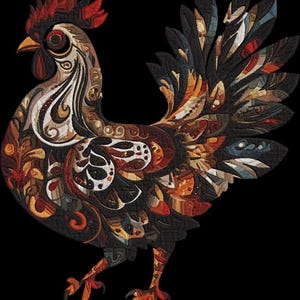 Rooster Embroidery Design - Cartoon Embroidery File - Bird Embroidery - Embroidery Machine File Instant Download - Includes 5 Sizes