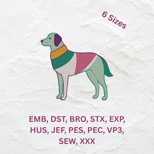 Patchwork Dog Embroidery Design: Colorful Pet Lover Gift (6 Sizes, Digital Download
