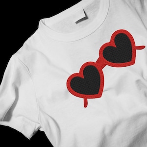 Heart-Shaped Sunglasses Embroidery Design-Adding a touch of fun and love-Embroidery Machine File-Instant Download-Include 5 Sizes