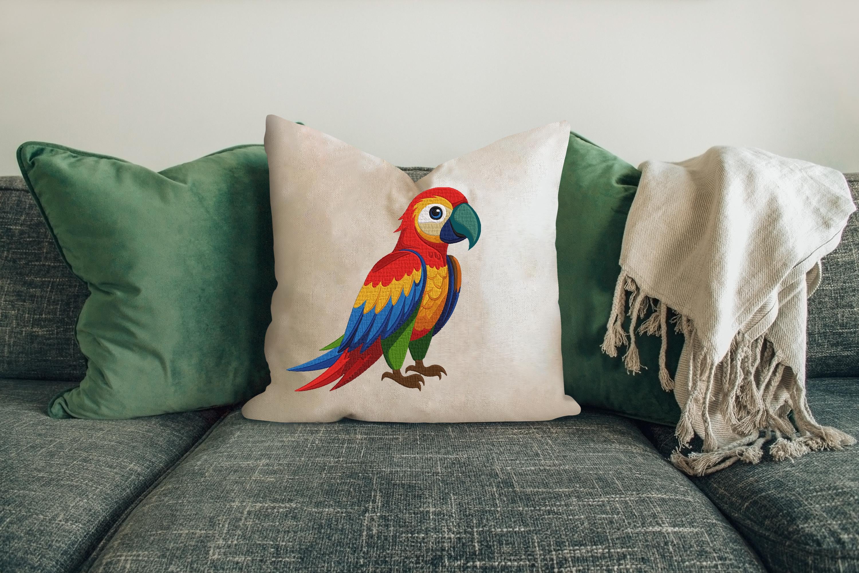 Colorful Parrot Embroidery Design: Tropical Bird (Instant Download)