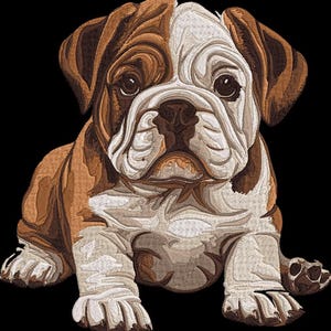 Adorable Bulldog Puppy Embroidery Design  - Animal Embroidery - Dog Embroidery - Embroidery Machine File Instant Download - Includes 5 Sizes