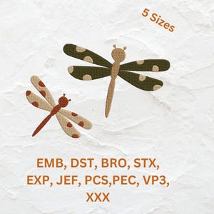 Whimsical Dragonfly Embroidery Design-Adorable Insects with playful polka-dot wings-Embroidery Machine File-Instant Download-Include 5 Sizes