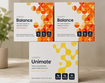 Unikate Balance Unimate Bündel | Glucose Support Drink Mix + Yerba Mate Energie Drink | Natürliches Orangen- und Zitronenaroma | Insgesamt 90 Stickpackungen