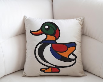 Colorful Duck Embroidery Design: Stained Glass Style (5 Sizes, Digital Download