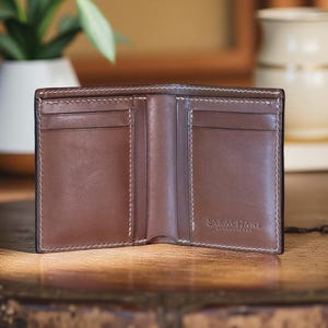 Einzigartiges Geschenk für Ihn, Benutzerdefinierte Leder Geldbörse, Minimalistische EDC, Geburtstag, Jubiläum, Personalisiert - 3101-AFOLD/Pull Up Braun