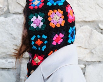 Colorful Balaclava, Stylish Balaclava, Granny square balaclava, Winter hat, Balaclava Fashion, Crochet Hoodie, Balaclava Scarf, Winter Hat