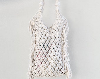 Macrame Beach Bag ,fringe beach bag, Beige beach Bag, Macrame Beach Bag, Summer Bag, Tote Bag, Macrame Fringe Bag