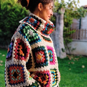 Crochet Sweater, Chunky Knit Sweater, Colorful Sweater, Handknit Sweater, Cozy Colorful Sweater, Skii Sweater image 3
