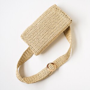 Crochet Straw Belt Bag, Hip Bag, Straw Belt, straw Belt Bag, handmade BeltBag, natural color Belt Bag