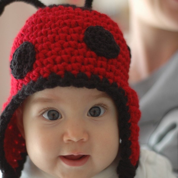 Ladybug Earflap Winter Hat