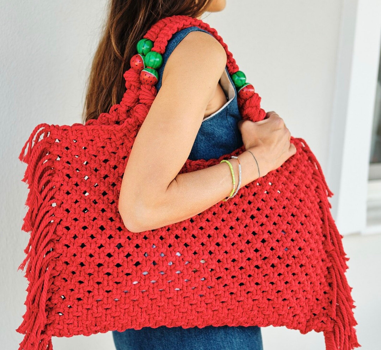 macrame beach bag