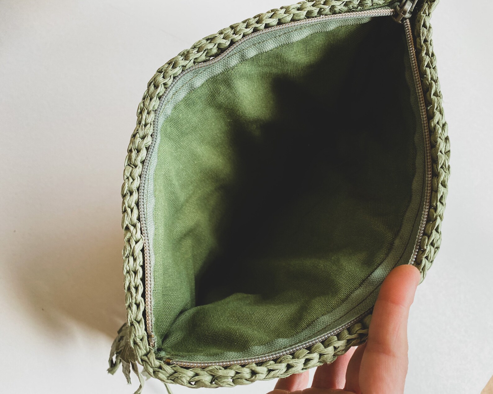 Crochet Green Fringe Clutch Purse With Customizable Letter Etsy