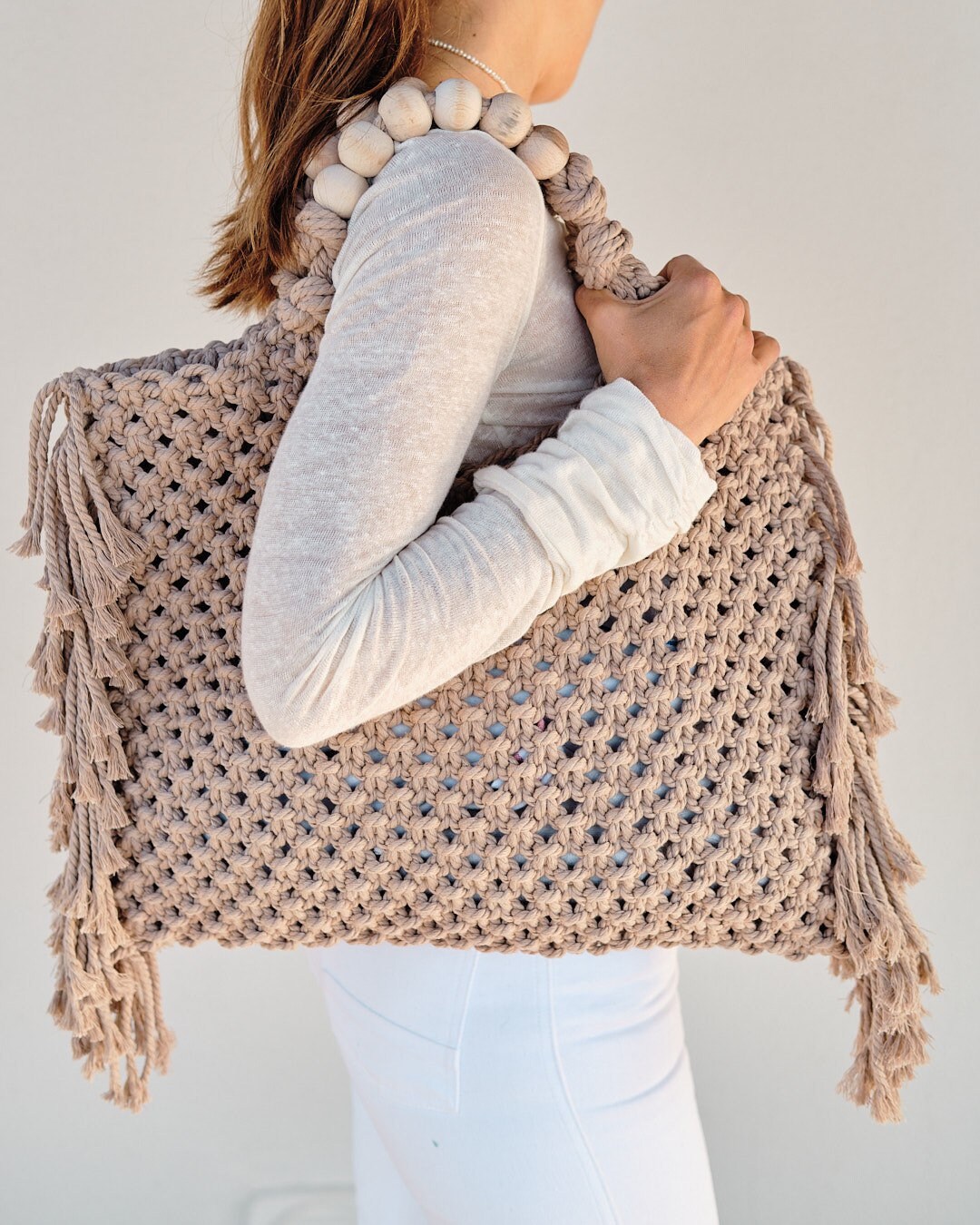 Macrame beach shop bag diy