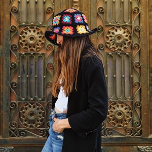 Granny Square Bucket Hat, Bucket Hat, Colorful Summer Hat, Summer Sun Hat, Handmade Sun Hat, Cotton Bucket Hat, Crochet Sun Hat, Summer Hat image 3